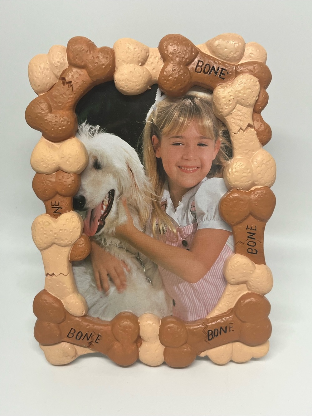 Dog Bone Themed Photo Frame - Brown & Cream